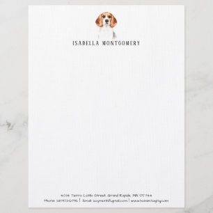Membrete Watercolor Beagle Dog Letterhead