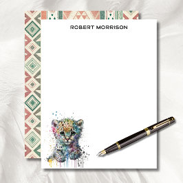 Membrete Watercolor Leopard Elegant Business Stationery