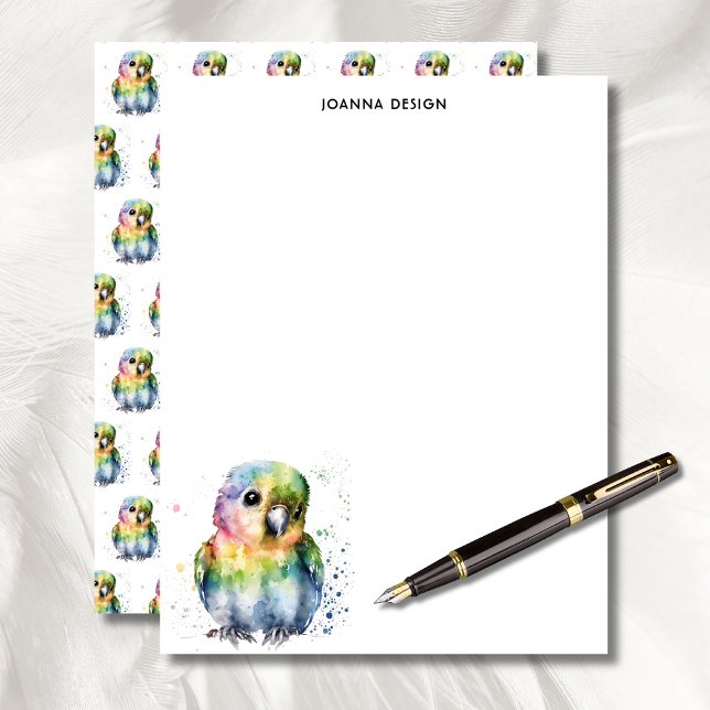 Membrete Watercolor Parrot Luxury Business Stationery  (Subido por el creador)