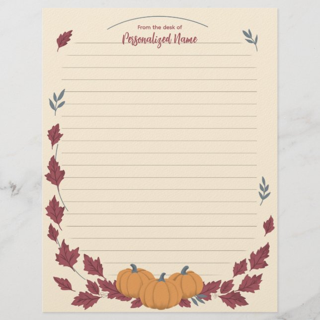 Membrete Whispers Of Fall Lined Letterhead (Anverso)