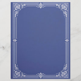 Membrete White Art Deco Frame on Dusty Blue Stationery