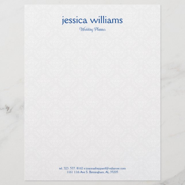 Membrete White Damasks Background Blue Typography (Anverso)