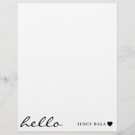 Membrete White Minimal Heart | Simple Modern Hello Design
