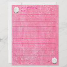 White Rose on Lined Pink Stationery