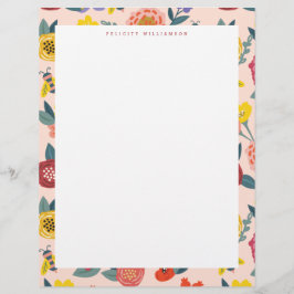 Membrete Wildflowers florales vibrantes y marco de la abeja