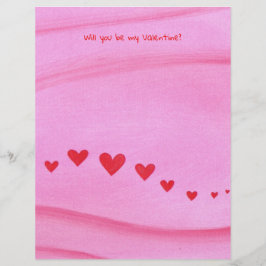 Membrete Will you be my Valentine, heart themed stationery
