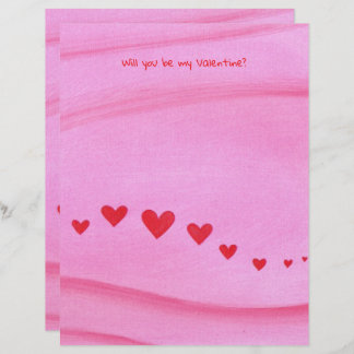 Membrete Will you be my Valentine, heart themed stationery
