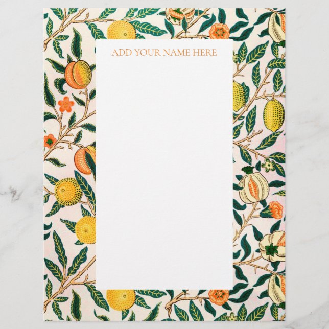 MEMBRETE   WILLIAM MORRIS LETTERHEAD CON DISEÑO POMEGRANADO (Anverso)