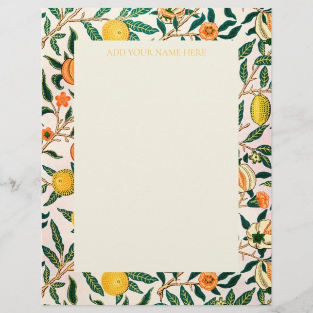 MEMBRETE   WILLIAM MORRIS LETTERHEAD CON "POMEGRANATOS" (Anverso)