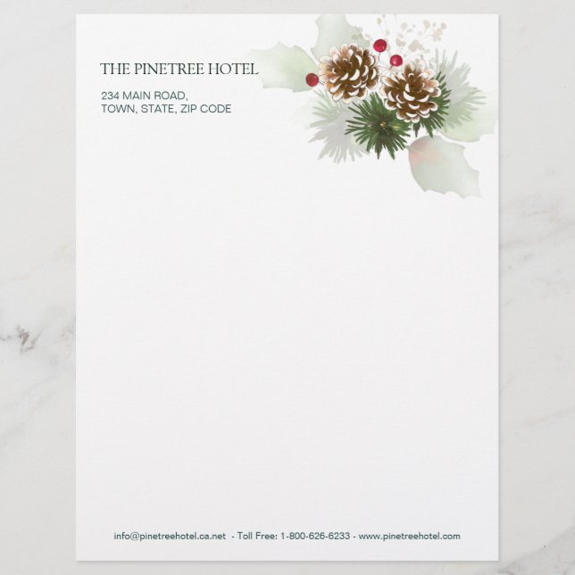 Membrete Winter Greenery Pine Red Berry (Anverso)