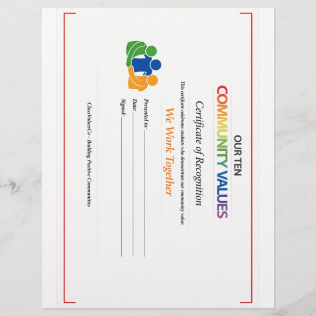 Membrete Work Together Value Certificate  (Anverso)