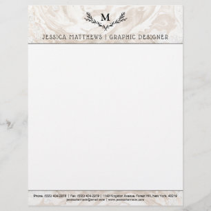 Membrete Wreath monograma de mármol moderno
