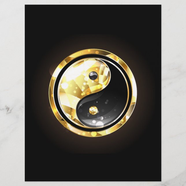 Membrete Yin Yang dorado en negro (Anverso)