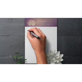 Membrete YOGA Meditación Reiki Instructor Purple Gold Lotus