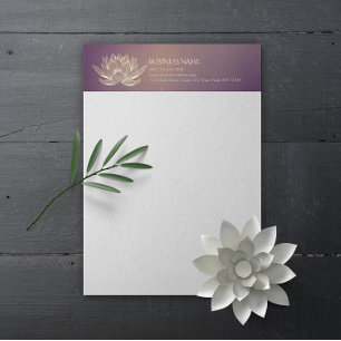 Membrete YOGA Meditación Reiki Instructor Purple Gold Lotus