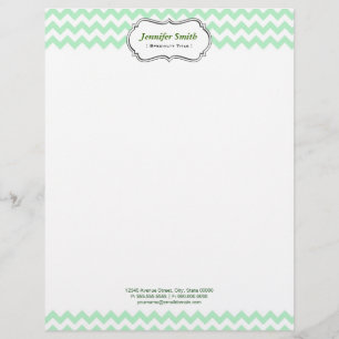 Membrete Zigzag verde elegante simple de Chevron