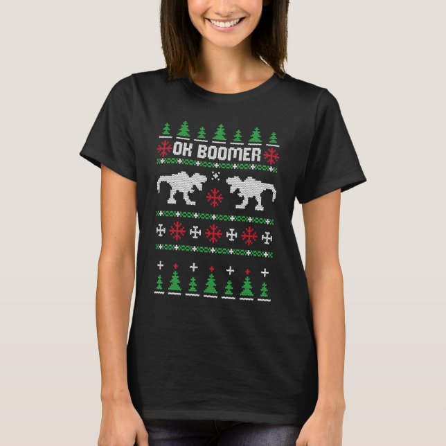 Meme de suéter para Navidades feos de los dinosaur (Anverso)