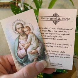 Memorare Oración San José y Jesucristo Tarjeta Sag