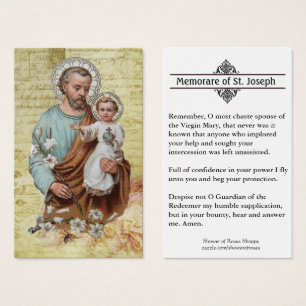 Memorare Oración San José y Jesucristo Tarjeta Sag