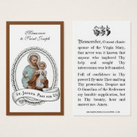 Memorare Oración San José y Jesucristo Tarjeta Sag