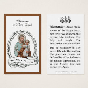 Memorare Oración San José y Jesucristo Tarjeta Sag