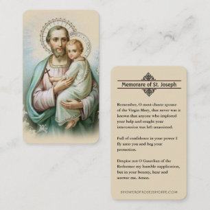 Memorare Oración San José y Jesucristo Tarjeta Sag