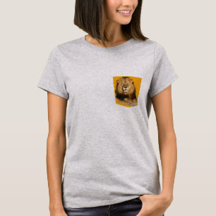memoria de diseño de bolsillo de camiseta de león