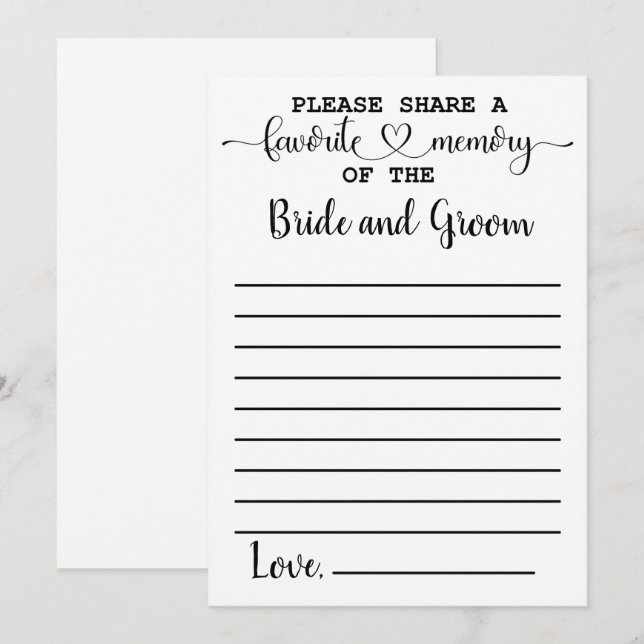 Memoria favorita de la tarjeta de consejo del novi (Anverso / Reverso)