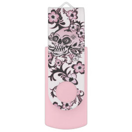 Memoria USB Cráneo de tatuajes rosados