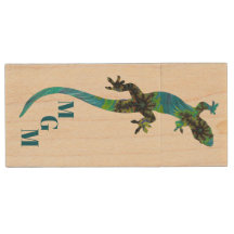 Lizard fractal azul y verde con monograma