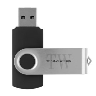 Memoria USB Monograma Minimalista ejecutivo metálico masculino