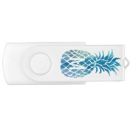 Memoria USB piña azul de acuarela monograma