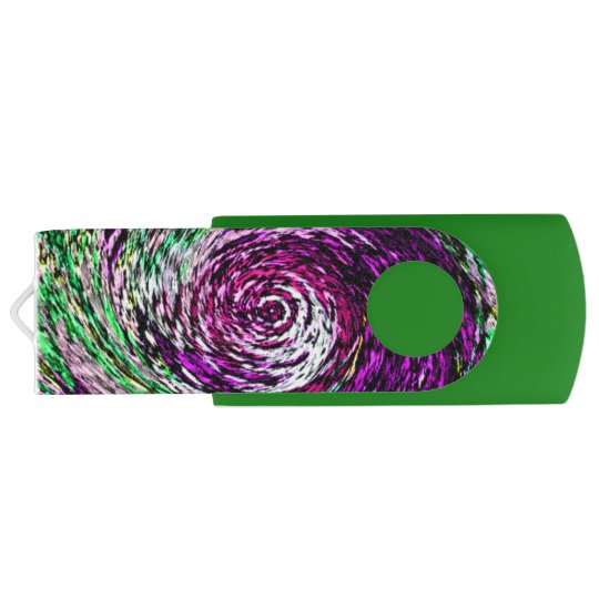 Memoria USB Swirly personalizable púrpura y verde de Twirly