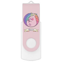 USB: Unicornio durmiente en rosa