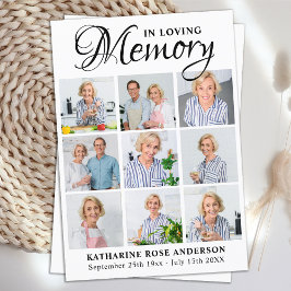 Memorial 9 Tarjeta de Oración Funeral de Collage d