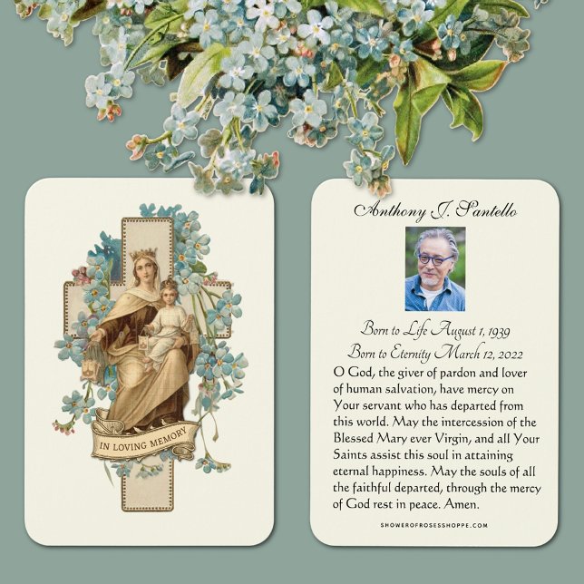 Memorial conmemorativo de María y Jesús (Traditional Catholic Funeral Memorial Prayer Cards)