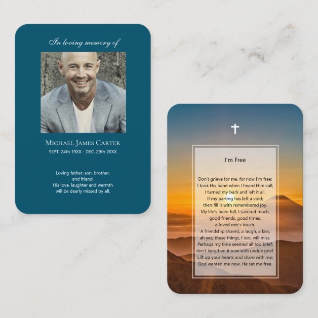 Memorial de la foto: rezo libre con tarjeta de cru (Anverso / Reverso)