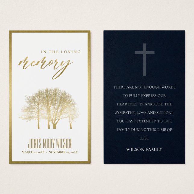 MEMORIAL DE SIMPATÍA DE ÁRBOL DE ORO GRACIAS A SU  (Anverso y reverso)