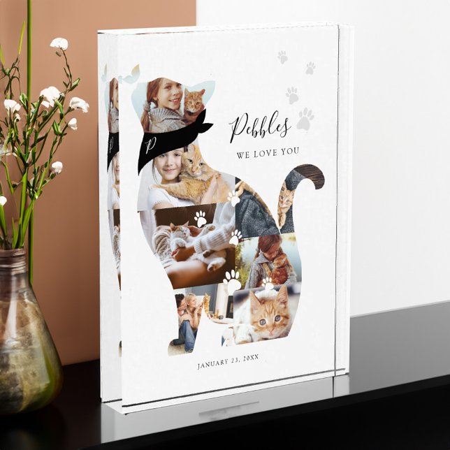 Memorial del Mascota del Collage de fotos del gato (Loving Memory Cat Photo Collage Pet Memorial)