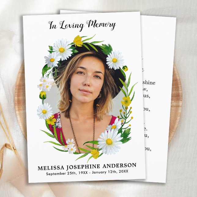 Memorial Floral Daisy Funeral Tarjeta de Oración F (Subido por el creador)
