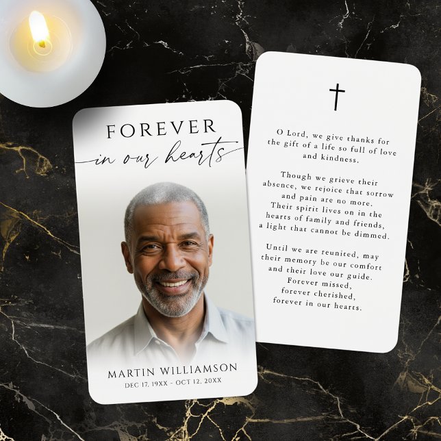 Memorial Forever Hearts Photo Cross Prayer Card (Subido por el creador)