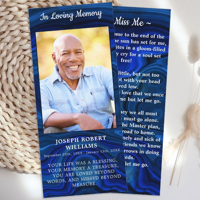 Memorial Funeral Bookmark Blue Marble Phot (Subido por el creador)