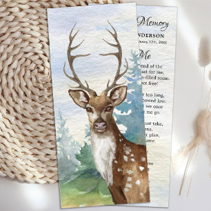 Memorial Funeral Bookmark Woodland Deer