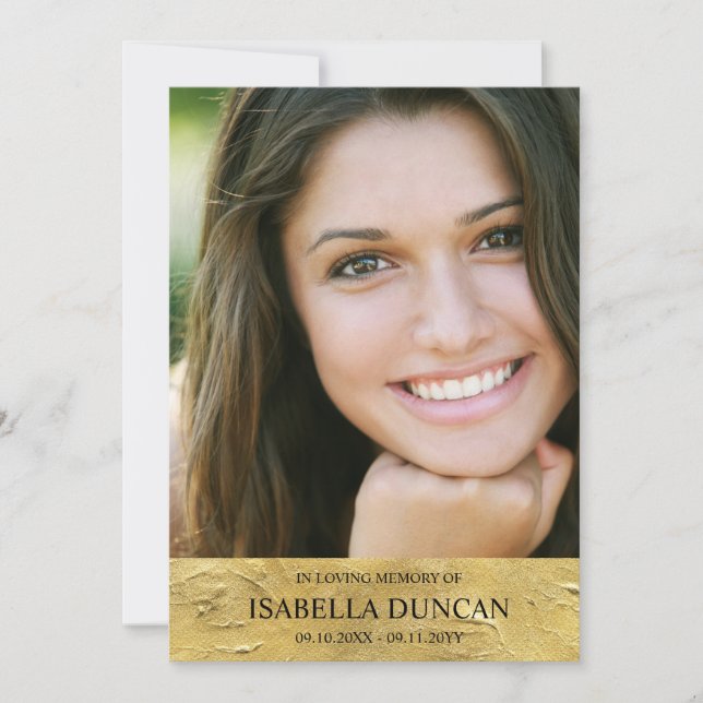 Memorial Funeral | Oro | Foto en memoria amorosa (Anverso)