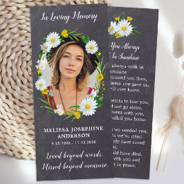 Memorial Funeral Tarjeta de Oración Foto Marcador 
