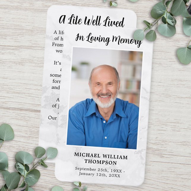 Memorial Funeral Tarjeta de Oración Foto Mármol Si (Subido por el creador)