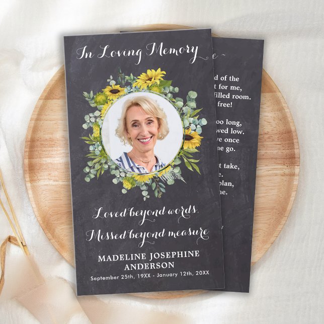 Memorial Funeral Tarjeta de Oración Girasol Eucali (Subido por el creador)