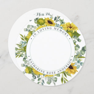 Memorial Funeral Tarjeta de Oración Girasol Eucali