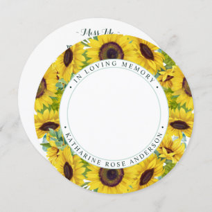 Memorial Funeral Tarjeta de Oración Girasol Floral