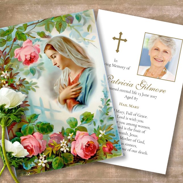 Memorial funerario de las tarjetas de simpatía de  (catholic, religious, celebration of life, in loving memory of, prayer cards for bereavement)